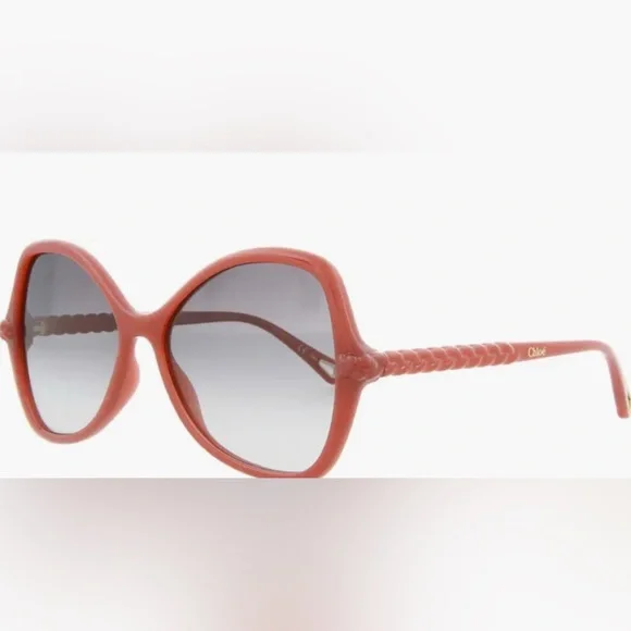 NIP Chloé 56mm Chloe Core Sunglasses Orange Gray BUTTERFLY  display picture 2
